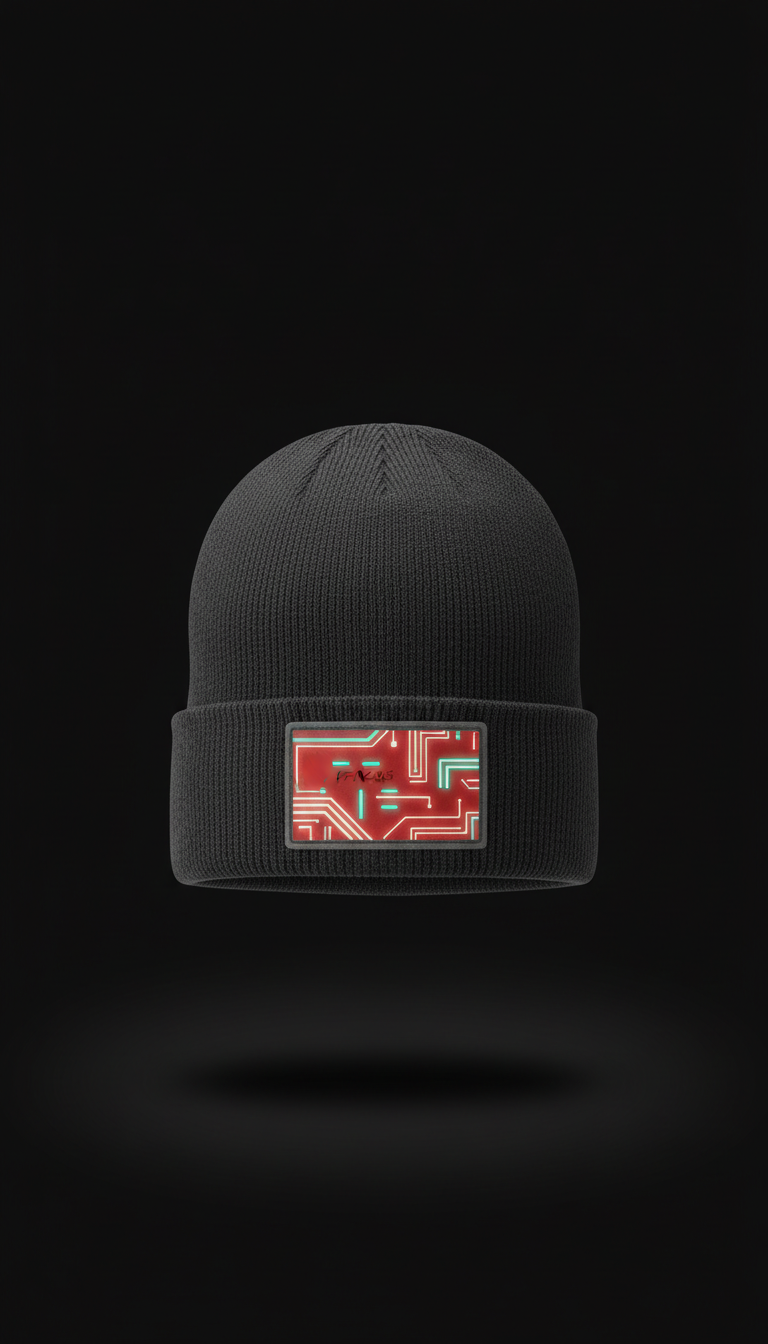 Badge Beanie in Infrared Red