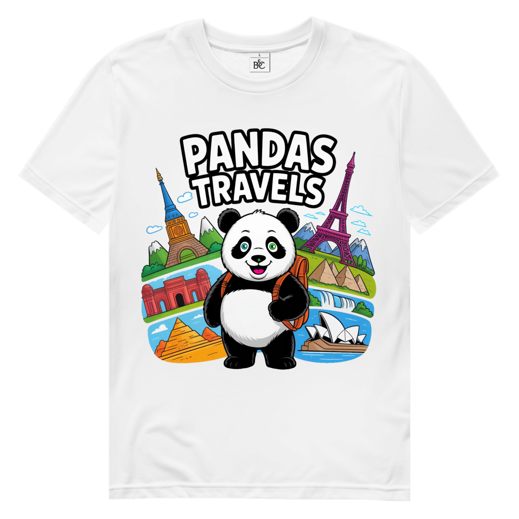 PANDA TRAVELS Herren Premium Bio T-Shirt