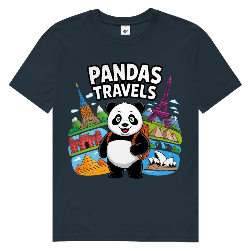 PANDA TRAVELS Herren Premium Bio T-Shirt
