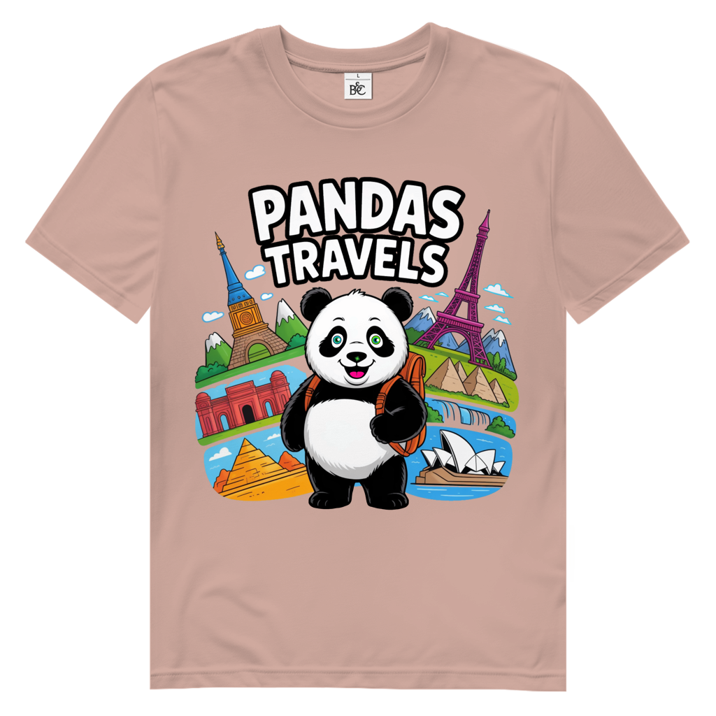 PANDA TRAVELS Herren Premium Bio T-Shirt