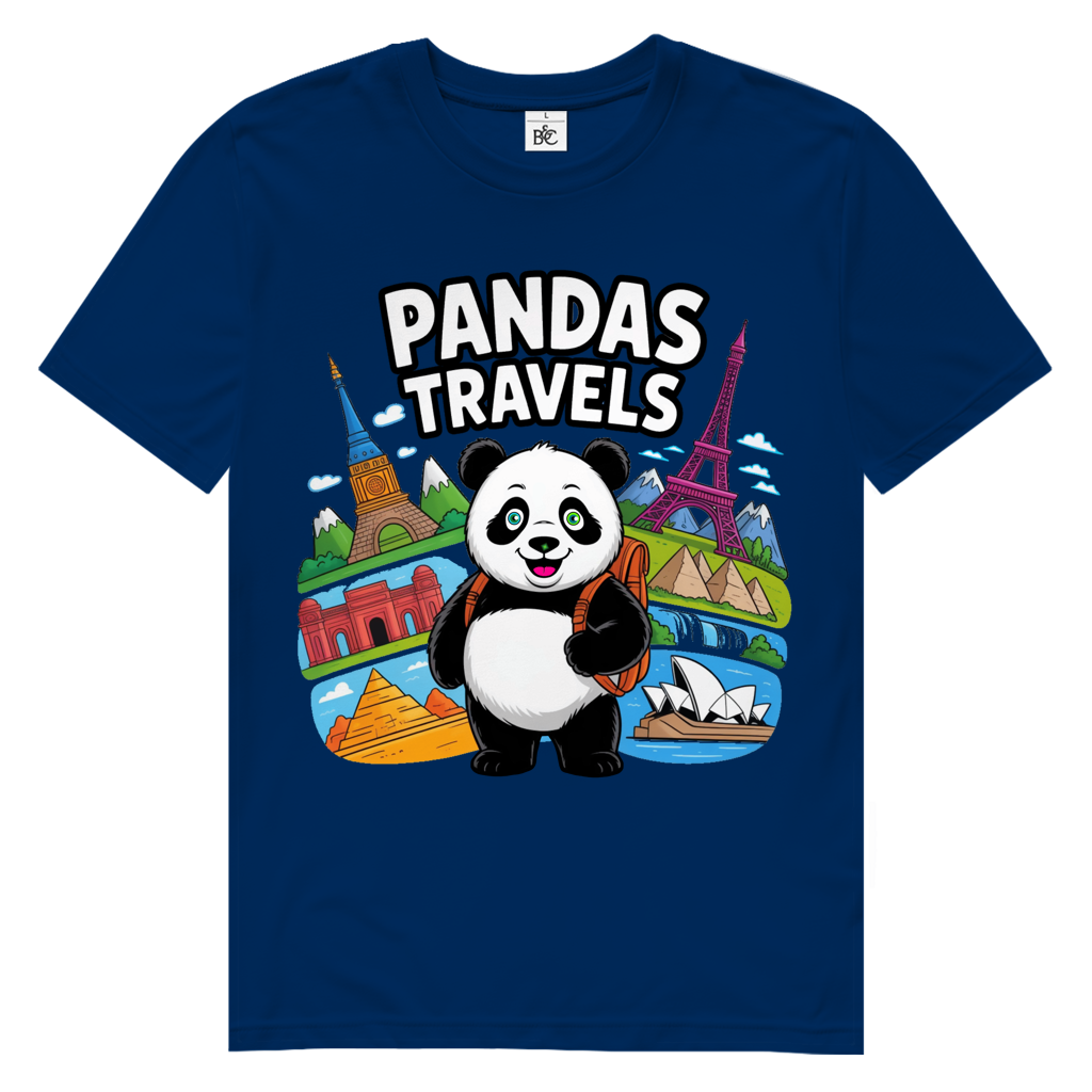PANDA TRAVELS Herren Premium Bio T-Shirt