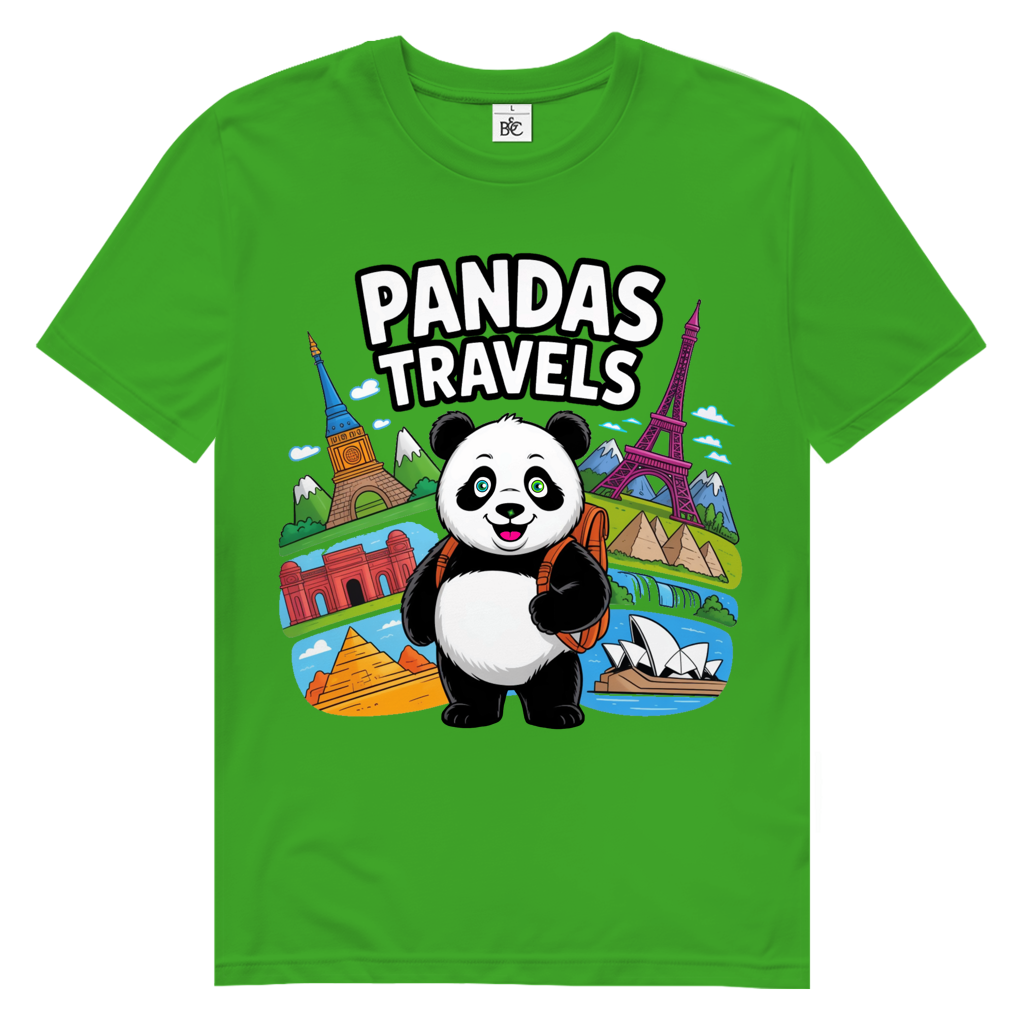 PANDA TRAVELS Herren Premium Bio T-Shirt
