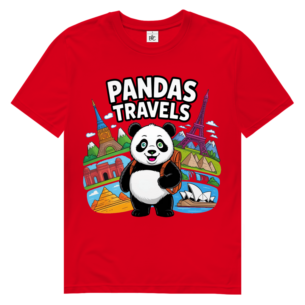 PANDA TRAVELS Herren Premium Bio T-Shirt