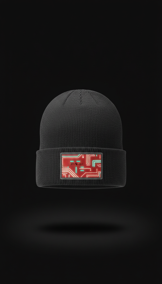 Badge Beanie in Infrared Red