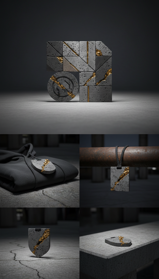 Badge-Set in Beton-Aschgrau